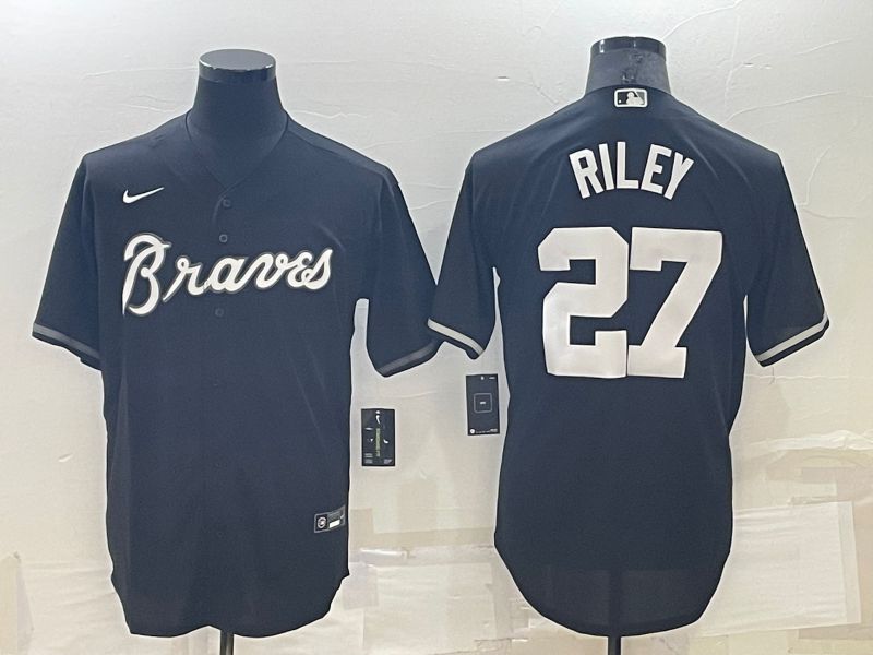 Cheap Men Atlanta Braves 27 Riley Black Throwback Nike 2022 MLB Jersey